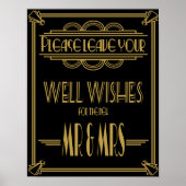 Art Deco Wedding-teken Gold en zwarte wensen Poster (Voorkant)