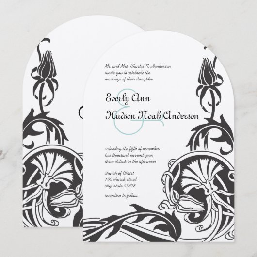 Art Deco Wedding Uitnodiging (Voorkant / Achterkant)