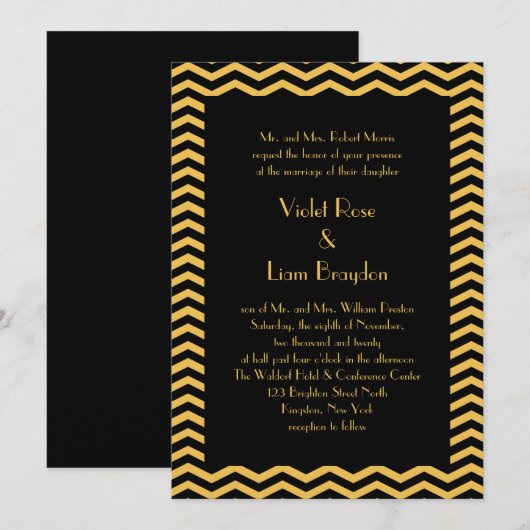 Art Deco Wedding Uitnodiging (Voorkant / Achterkant)