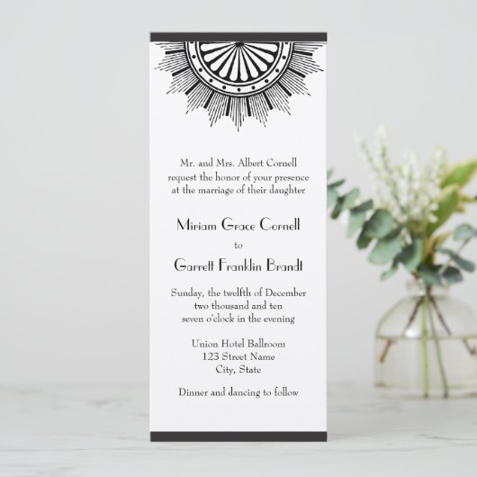 Art Deco Wedding Uitnodiging (Staand voorkant)