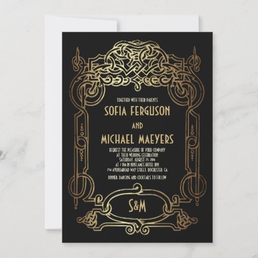 Art Deco Wedding Uitnodiging (Voorkant)