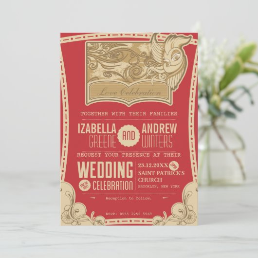 Art Deco Wedding Uitnodiging (Staand voorkant)