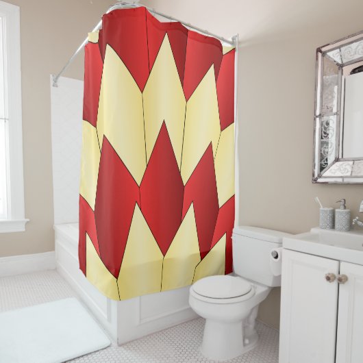 Art Deco Weegschaal Design Rood Geel Douchegordijn (In situ)