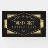 Art Deco Welkom 21e verjaardag Gold Black Spandoek (Horizontaal)