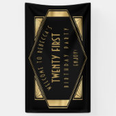 Art Deco Welkom 21e verjaardag Gold Black Spandoek (Verticaal)