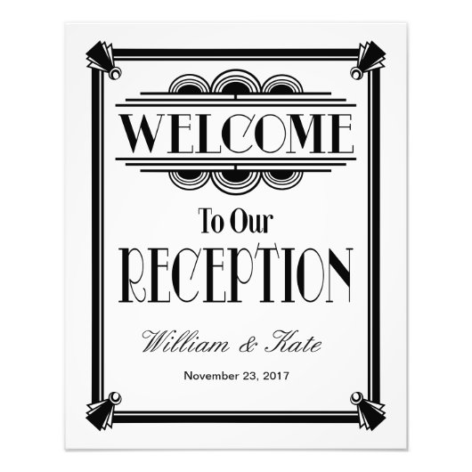 art deco, welkom bij ons trouwbord foto afdruk (Voorkant)