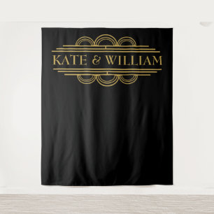 Art deco welkom huwelijksfoto booth achtergrond wandkleed