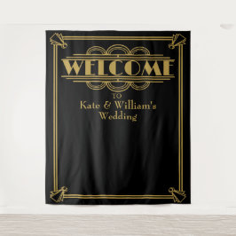 Art deco welkom huwelijksfoto booth achtergrond wandkleed