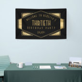 Art Deco Welkom op 30e Verjaardagsfeestje Goud Zwa Spandoek (Beurs)