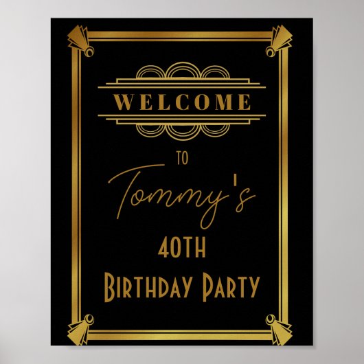 Art deco welkom Poster Birthday party (Voorkant)