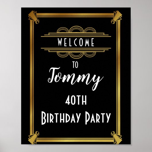 Art deco welkom Poster Birthday party (Voorkant)