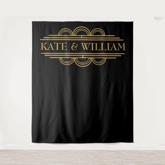 Art deco welkom trouwfoto booth achtergrond wandkleed (Voorkant)