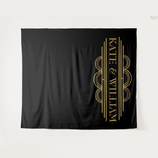 Art deco welkom trouwfoto's terug wandkleed (Voorkant (horizontaal))