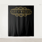 Art deco welkom trouwfoto's terug wandkleed (Voorkant)