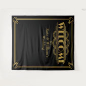 Art deco welkom trouwfoto's terug wandkleed (Voorkant (horizontaal))