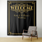 Art deco welkom trouwfoto's terug wandkleed (In situ)