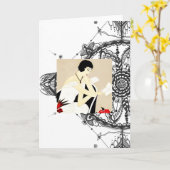 Art Deco Wenskaart Note Kaart (Gele Bloem)