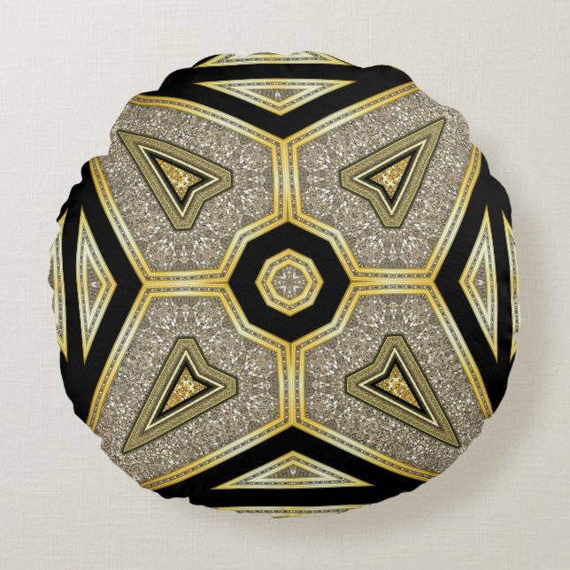 Art Deco Wereldbol Glam Round Pillow Rond Kussen (Voorkant)