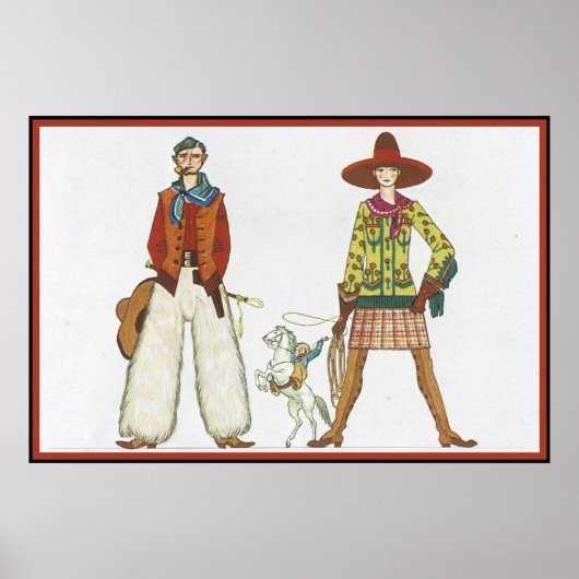 Art Deco Western Couple Poster (Voorkant)