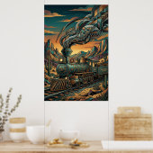Art Deco Western Express Poster - Geometric Train (Keuken)