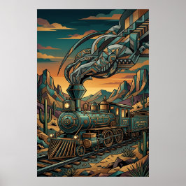Art Deco Western Express Poster - Geometrische tre