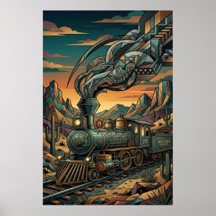 Art Deco Western Express Poster - Geometrische tre