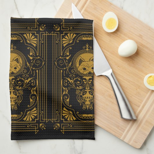 Art Deco Westie Theedoek (Quarter Fold)