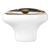 Art Deco Whale Zwart Wit Goud Keramische Knop (Zijkant)
