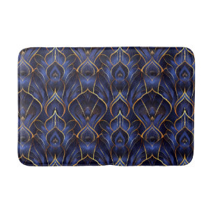 Art Deco Whimsical Blauw Bloempatroon Badmat