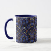 Art Deco Whimsical  Blauw Bloempatroon Mok (Links)