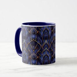 Art Deco Whimsical  Blauw Bloempatroon Mok