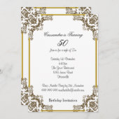 Art Deco White 50th Birthday Invitation Kaart (Voorkant / Achterkant)