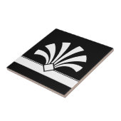 Art Deco White Black Geometric Flower Element 06 Tegeltje (Zijkant)