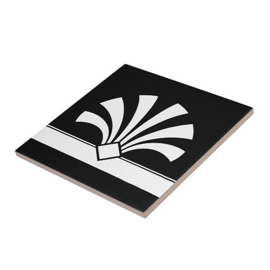 Art Deco White Black Geometric Flower Element 06 Tegeltje (Zijkant)