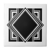 Art Deco White Black Geometric Square Element 05 Tegeltje (Voorkant)