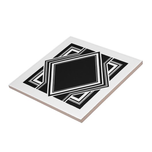 Art Deco White Black Geometric Square Element 05 Tegeltje (Zijkant)