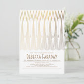 Art Deco White en Gold Gatsby Baby shower Kaart (Staand voorkant)
