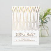 Art Deco White en Gold Gatsby Vrijgezellenfeest Kaart (Staand voorkant)