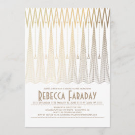 Art Deco White en Gold Gatsby Vrijgezellenfeest Kaart