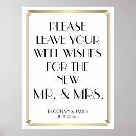 Art Deco White en Gold Guestbook 18x24 Poster