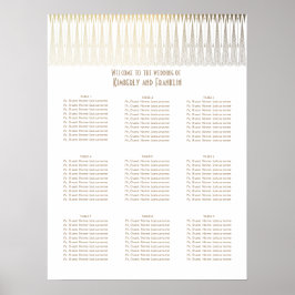 Art Deco White en Gold Wedding Seating Chart Poster