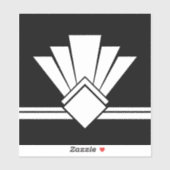 Art Deco White Fan Black Pell en Stick Tegel Sticker (Vel)
