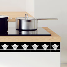 Art Deco White Fan Black Pell en Stick Tegel