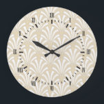 Art Deco White Fans Pattern uit 1920 Grote Klok<br><div class="desc">kunstdeco-witte ventilatoren uit de jaren '20 met zwarte romacijfers.</div>