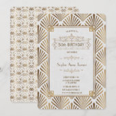 Art Deco White Gatsby 1920s 50th Birthday Party Kaart (Voorkant / Achterkant)