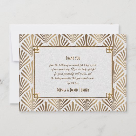 Art Deco White Gatsby 1920s Style Hartelijk dank Bedankkaart (Achterkant)