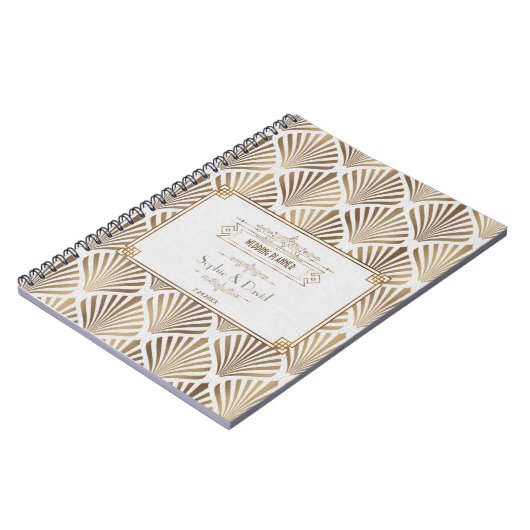 Art Deco White Gatsby 1920s Style Wedding Planner Notitieboek (Linkerzijde)