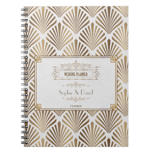 Art Deco White Gatsby 1920s Style Wedding Planner Notitieboek (Voorkant)