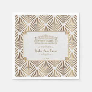 Art Deco White Gatsby 1920s Sweet Sixteen Servet