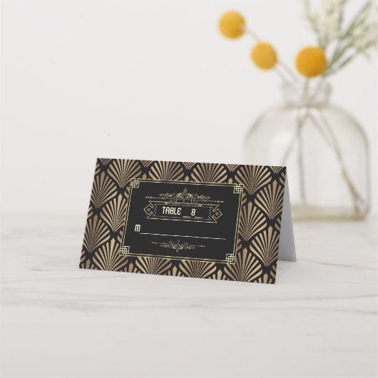 Art Deco White Gatsby 1920s Wedding Table Number Plaatskaartje (Voorkant)